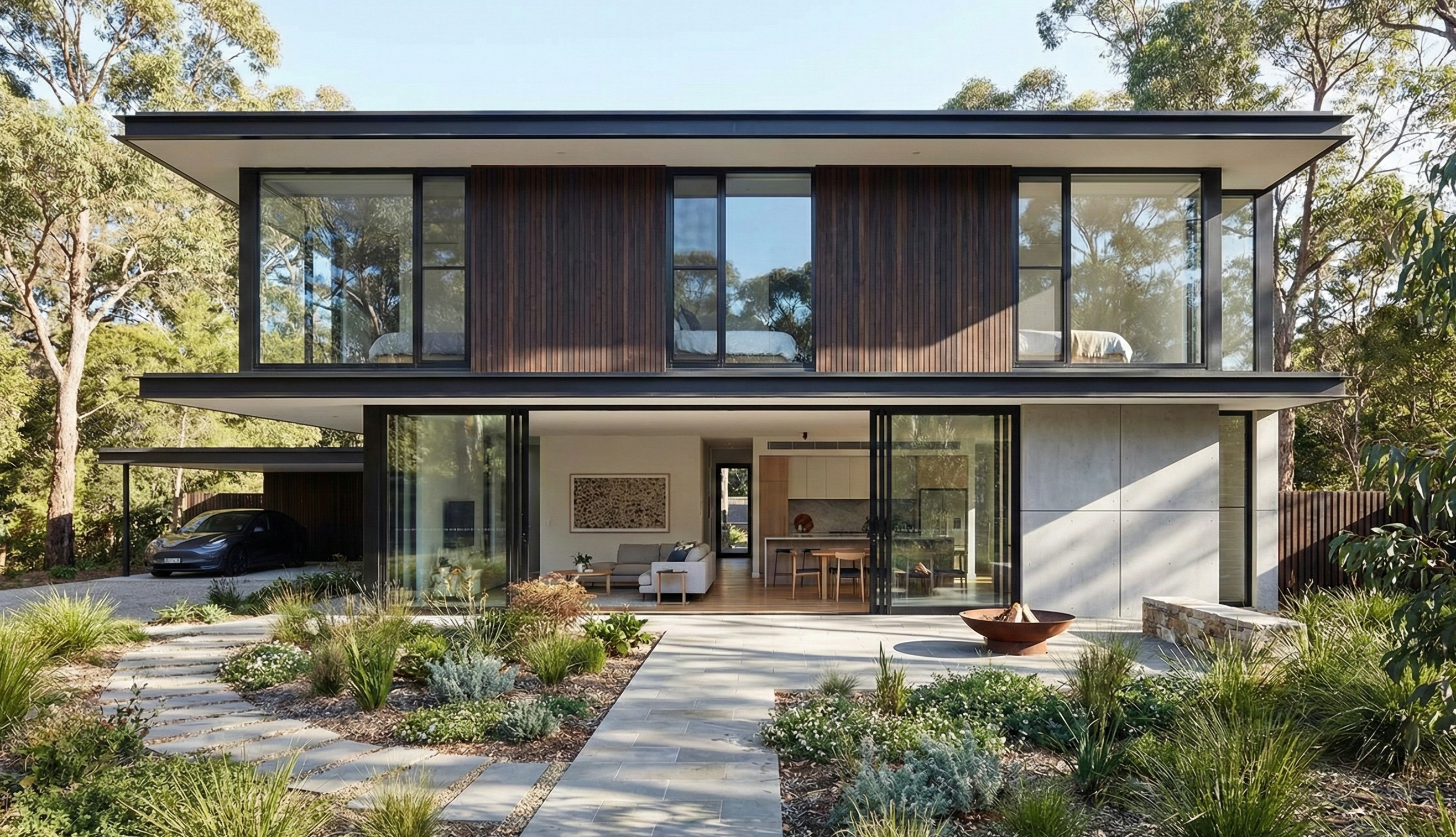 Modern 3-bedroom home listing with QR code for instant property details